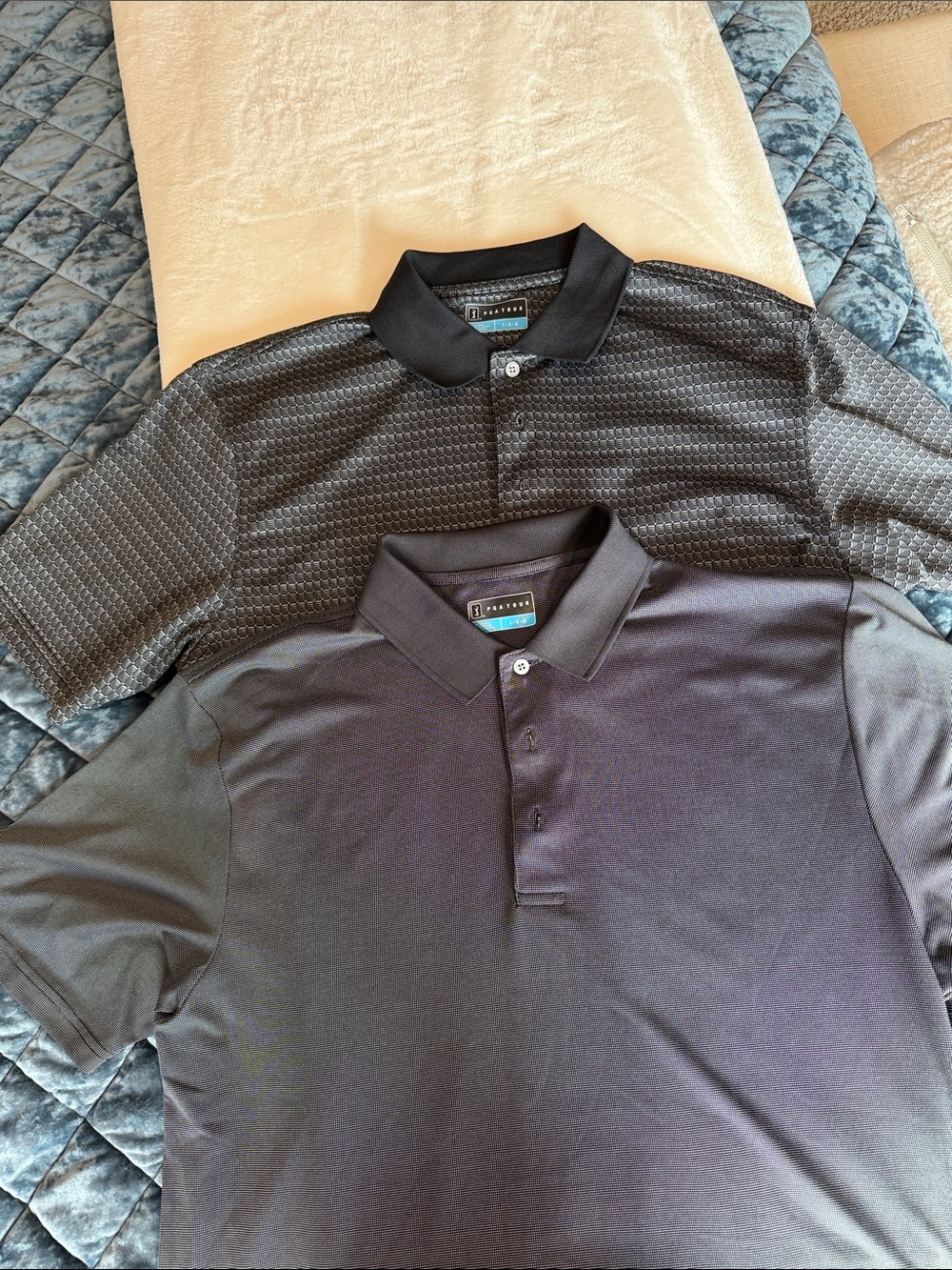 Lot of 2 PGA Tour Men’s Black and Charcoal Golf Shirts - L
